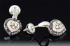 Black & Brown Diamond Heart Earrings Ladies .925 Sterling Silver Danglers 1/2 Ct
