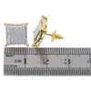 10K Yellow Gold Diamond Stud 11.5mm Step Square 4 Prong Pave Earrings 0.33 Ct.