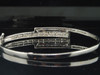 14K LADIES WOMENS WHITE GOLD PRINCESS CUT & BAGUETTE DIAMOND BANGLE BRACELET 7"