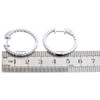 10K White Gold Diamond In & Out Hoops Round Hinged Earrings 1.05" Long 2 CT.