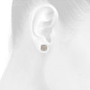 14K White Gold Brown Diamond Flower Studs Square Halo 10.5mm Earrings 2 CT.