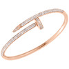 14K Solid Rose Gold Round Diamond Nail Bangle Size 20cm Unisex Bracelet 2.80 Ct.