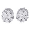 10K White Gold Diamond Flower Studs Small 5.70mm Screw Back Earrings 0.50 Ct.