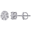10K White Gold Diamond Flower Studs Small 5.70mm Screw Back Earrings 0.50 Ct.