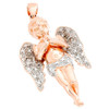 Mini Angel Cherub Real Diamond Pendant .925 Charm 0.25 Ct with Moon-cut Chain