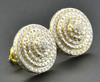 Diamond 3D Earrings .925 Sterling Silver Yellow Finish Pave Circle Studs 1/2 Ct.