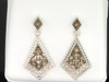 Brown Diamond Earrings Ladies .925 Sterling Silver Round Danglers 0.19 Tcw.