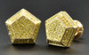 Yellow Diamond Studs 3D Pentagon Shape Unisex 10K Yellow Gold Earrings 1/2 Ct.