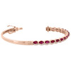 14K Rose Gold Natural Ruby & Diamond Ladies Waved Bangle Bracelet 7" 3.28 Tcw