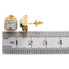 10K Yellow Gold Real Diamond Cross Tier Halo Studs 9.50mm Pave Earring 0.48 CT.