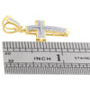 10K Yellow Gold Real Round Diamond Cross Pendant 1.20" Mini Pave Charm 0.15 CT.