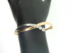 Diamond Criss Cross Bangle 14K Yellow Gold Round Cut Prong Bracelet 0.50 Ctw.
