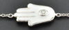 Hamsa Hand Diamond Bracelet 14k White Gold Khamsa Palm Shape Amulet White Enamel