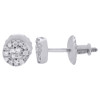 14K White Gold Quad Princess Diamond Studs Mini 4.85mm Circle Earrings 0.17 Ct.