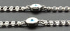 Diamond Evil Eye Bracelet 7 Inch 14k White Gold Double Strand Rolo Link 0.30 Ct.