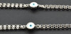 Diamond Evil Eye Bracelet 7 Inch 14k White Gold Double Strand Rolo Link 0.30 Ct.