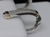Diamond Huggie Earrings 10K Two Tone Gold Round Cut Pave 0.15 Ct Hoops
