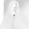 10K Yellow Gold Round Diamond Pave 6.4mm Mini Circle Stud Earrings 0.05 Ct.