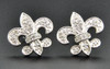 Fleur De Lis Diamond Studs 10K White Gold 0.30 Ct. Round Cut Pave Earrings