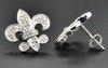 Fleur De Lis Diamond Studs 10K White Gold 0.30 Ct. Round Cut Pave Earrings