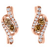 10K Rose Gold Brown Diamond Two Stone Love & Friendship Drop Earrings 0.65 CT.