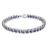 Sterling Silver Round Blue Sapphire Lab Created Gemstone S-Link Bracelet 6.48 Ct