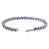 Sterling Silver Round Blue Sapphire Lab Created Gemstone S-Link Bracelet 6.48 Ct