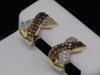 LADIES YELLOW GOLD .53C BROWN DIAMOND HUGGIES EARRINGS