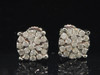 Flower Design Diamond Studs 10K White Gold Round Cut Circle Earrings 1/2 Tcw.
