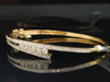 Diamond Journey 7 Stone Bangle 14K Yellow Gold Round Cut Prong Bracelet 1 Ctw.