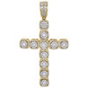 14K Yellow Gold Diamond Cross Pendant 2.40" Mens Flower Set Halo Charm 1.80 Ct.