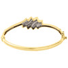 10K Yellow Gold Diamond Bangle Bracelet Ladies Round Cut Pave Set Wave 1/2 Ct.