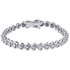 1 Row Heart Shape Diamond Tennis Bracelet Bezel Set Sterling Silver 7.25" 1 Ct.