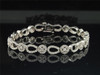 Ladies 14K White Gold 2.98 ct. Diamond Round Halo Link Bracelet 7.25"