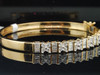 14K LADIES WOMENS YELLOW GOLD 2 CT BAGUETTE & ROUND CUT DIAMOND BANGLE BRACELET