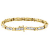 10k Yellow Gold Round Diamond "X" Link Tennis Bracelet Channel Set 7.4" 1.94 Ct.