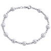 14k vitguld textur moon cut / godis pärl länk 6 mm snyggt armband för kvinnor 7,5"