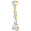 Diamond King Chess Piece Pendant Mens 10K Yellow Gold Round Pave Charm 0.80 Tcw.