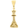 Diamond King Chess Piece Pendant Mens 10K Yellow Gold Round Pave Charm 0.80 Tcw.