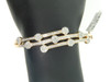 Diamond Flower Bangle Ladies 14K Yellow Gold Round Pave 3 Row Style Bracelet