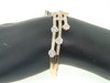 Diamond Flower Bangle Ladies 14K Yellow Gold Round Pave 3 Row Style Bracelet