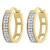 10K Yellow Gold Genuine Diamond MJ Hoops Huggie 0.50" Ladies Pave Earrings 0.17