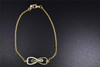 14K Yellow Gold Ladies Brown Diamond Heart Charm Infinity Bracelet 7" 0.35 Ct.