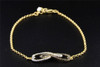 14K Yellow Gold Ladies Brown Diamond Heart Charm Infinity Bracelet 7" 0.35 Ct.