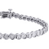 Diamond S-Link Tennis Bracelet Ladies .925 Sterling Silver Round Cut 7" 0.11 Ct