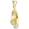 Diamond Praying Hands Pendant Mens 10K Gold Round Pave Mini Charm 0.15 Tcw.