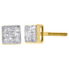 14K Yellow Gold Princess Cut Diamond 4.55mm Mini Square Stud Earrings 0.20 Ct.