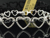 Diamond Heart Bracelet Ladies 10K White Gold Round Cut Pave Love Link 3/4 Tcw.