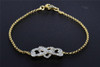 14K Yellow Gold Ladies Round Diamond Heart Charm Infinity Bracelet 7" 0.30 Ct.