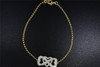 14K Yellow Gold Ladies Round Diamond Heart Charm Infinity Bracelet 7" 0.30 Ct.
